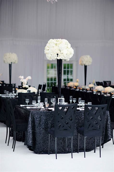 black centerpieces ideas|black and white wedding aesthetic.